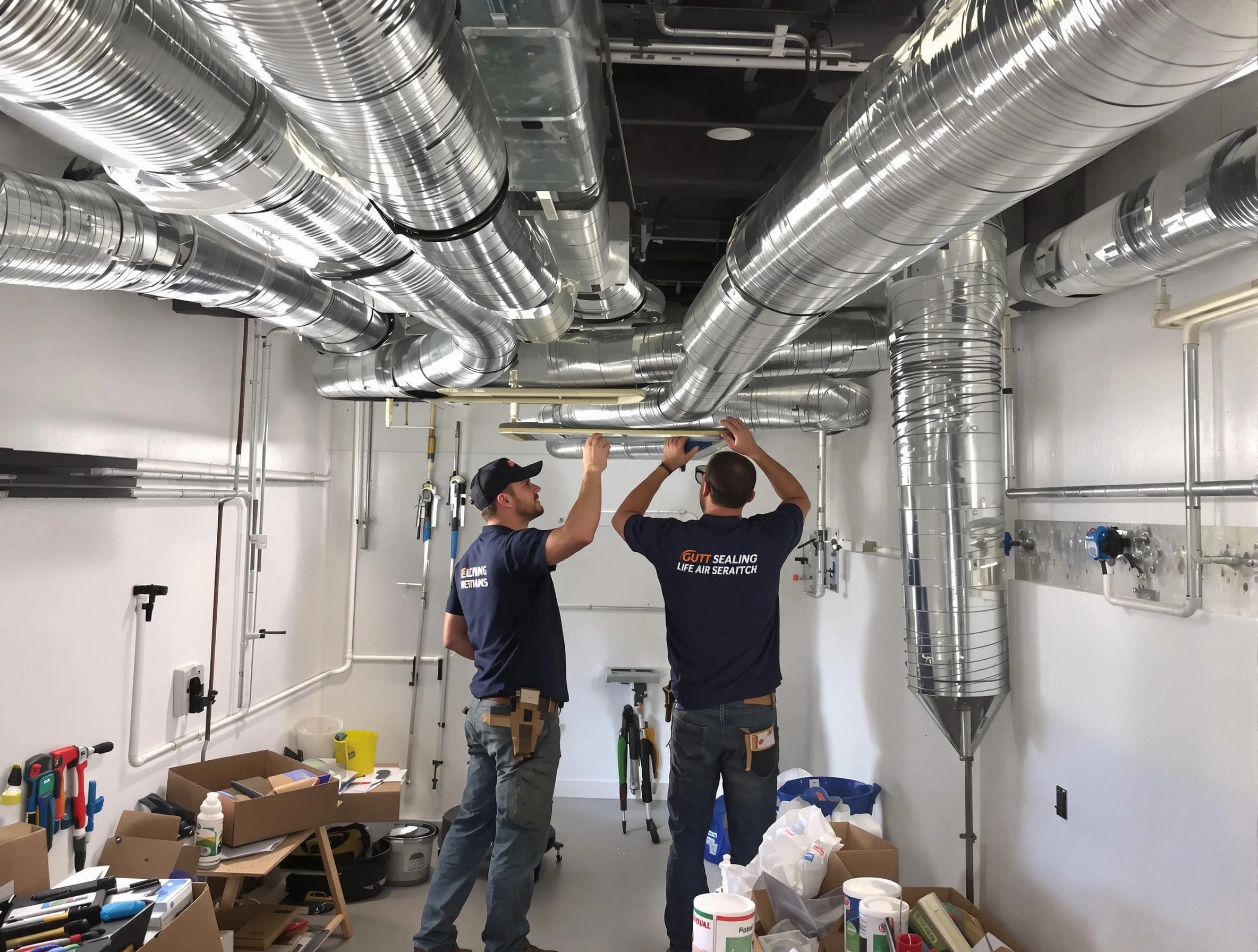 Norwood Air Duct Cleaning technician applying professional duct sealing solutions in Norwood