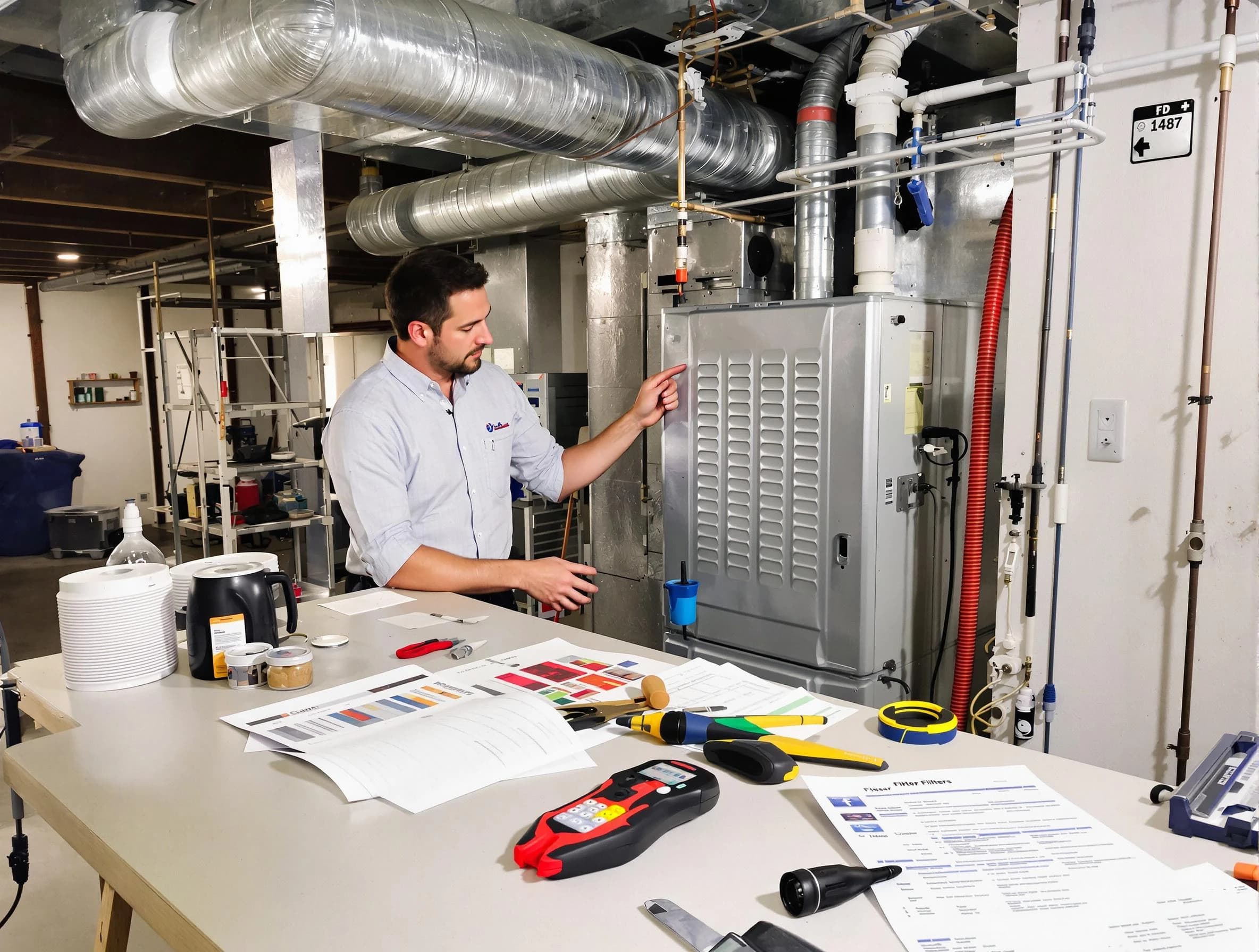 Norwood Air Duct Cleaning inspector conducting detailed filter system evaluation using professional diagnostic tools in Norwood