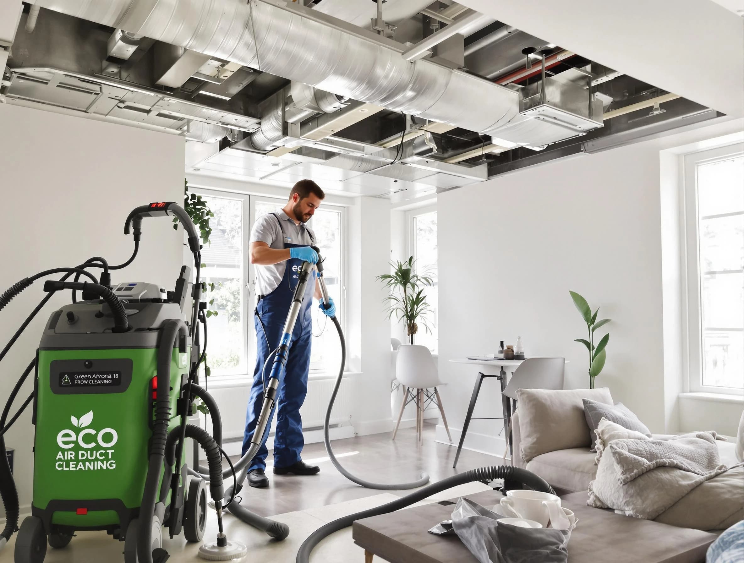 Norwood Air Duct Cleaning technician performing eco-friendly duct cleaning using sustainable methods in Norwood