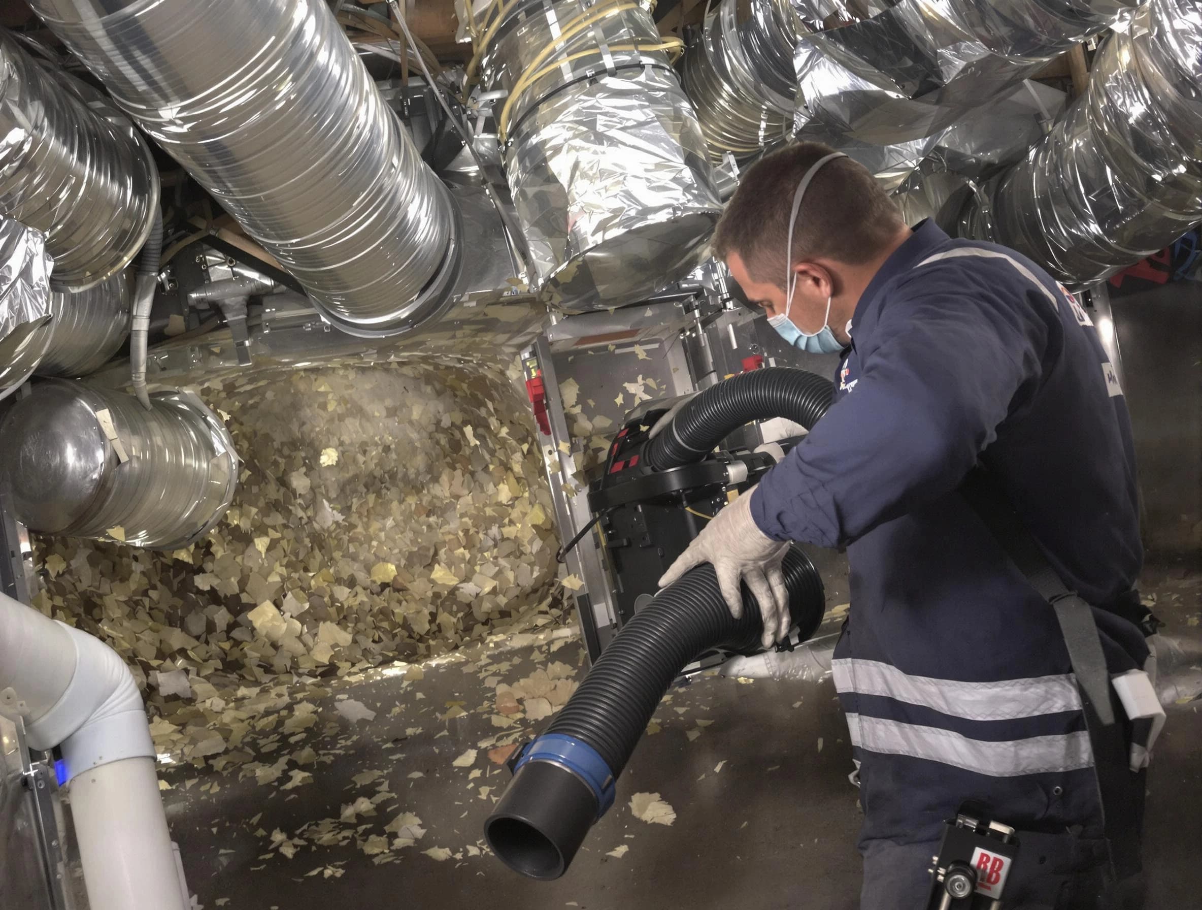 Norwood Air Duct Cleaning specialist operating negative pressure cleaning equipment for thorough duct maintenance in Norwood