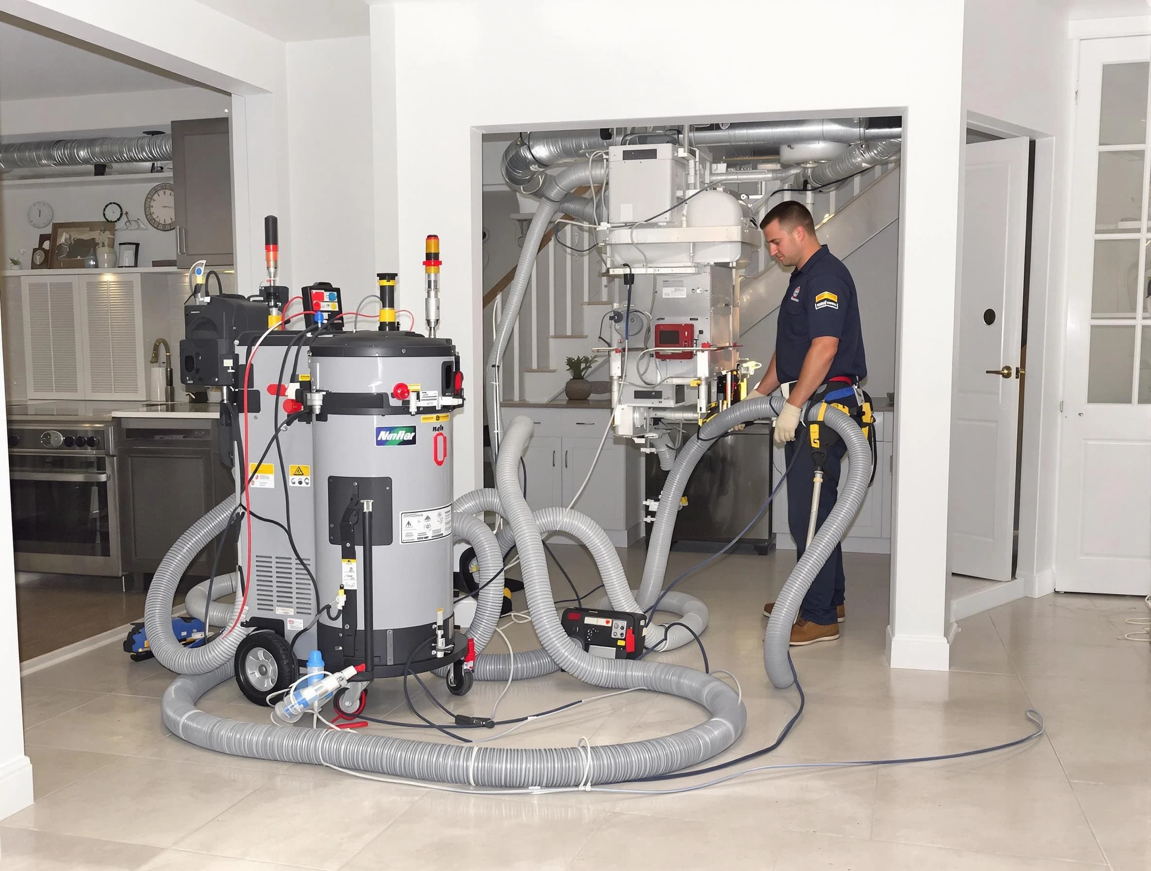 Norwood Air Duct Cleaning technician operating negative pressure cleaning equipment for thorough duct maintenance in Norwood