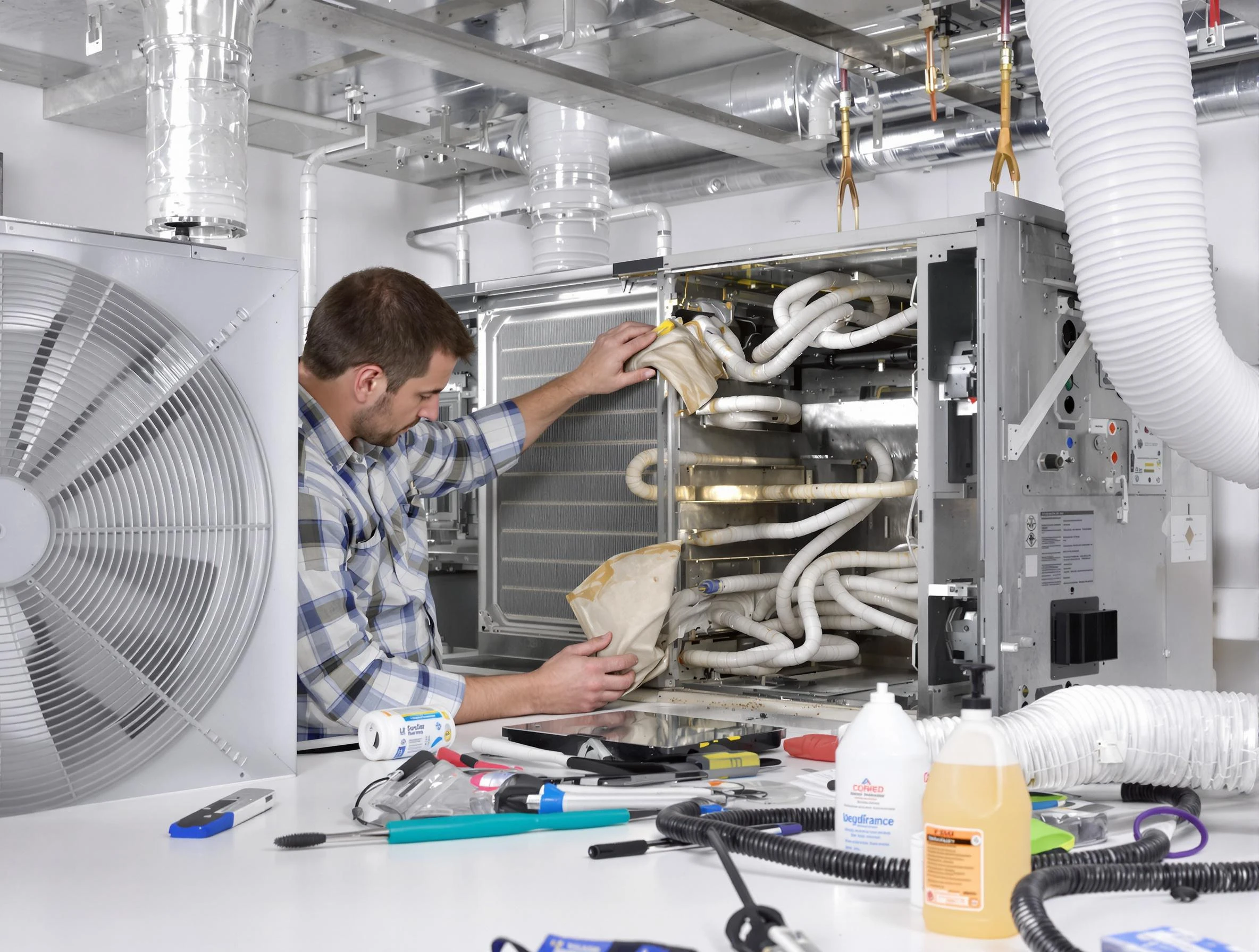 Norwood Air Duct Cleaning specialist performing precision AC coil cleaning in Norwood