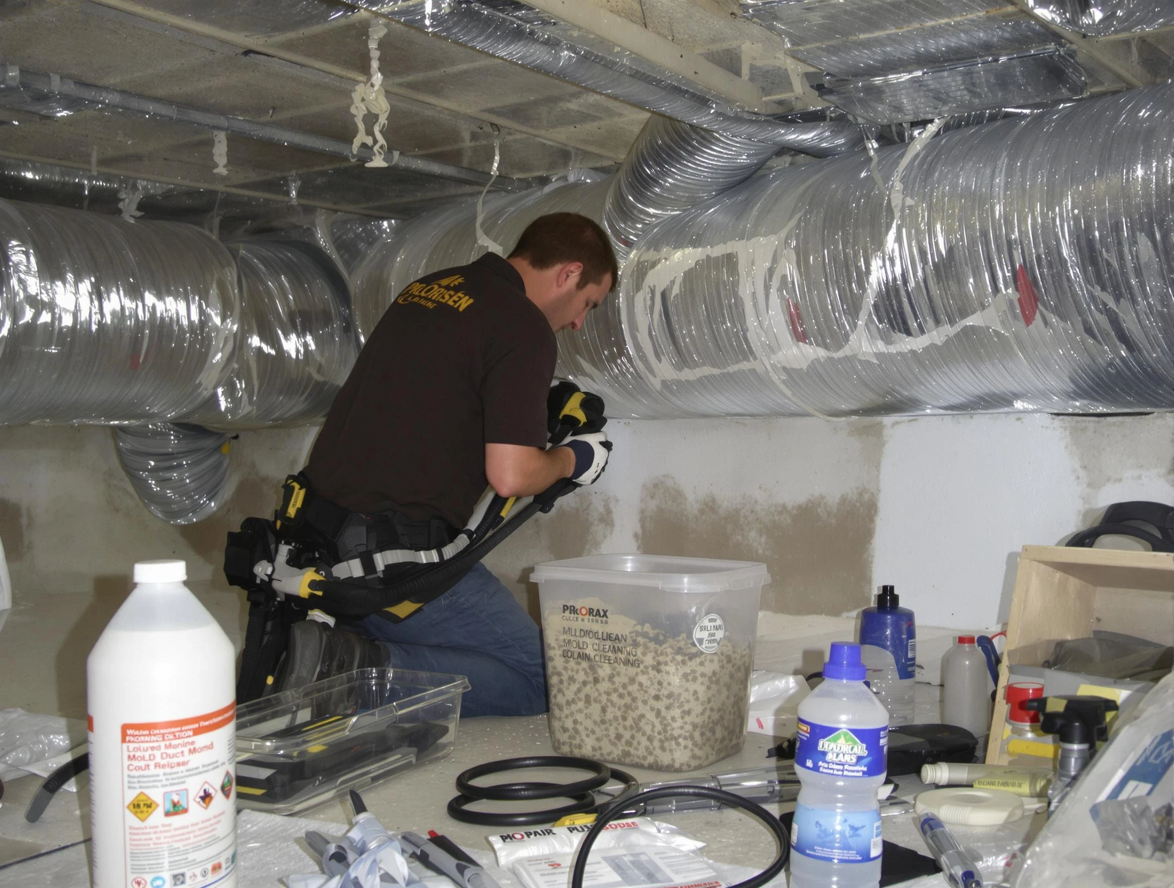 Norwood Air Duct Cleaning specialist performing professional mold removal from air ducts in Norwood
