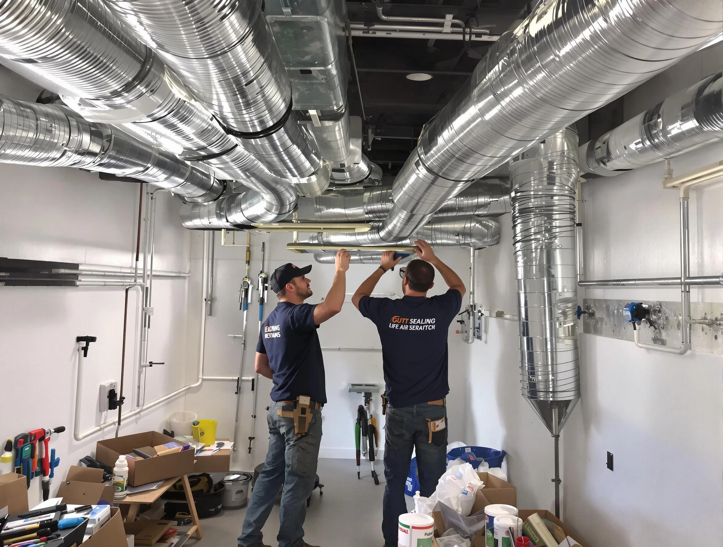 Norwood Air Duct Cleaning technician applying professional duct sealing solutions in Norwood